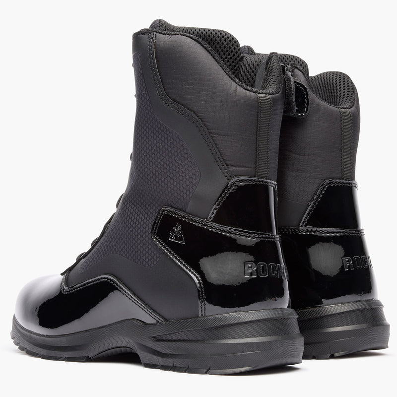 ""Rocky Cadet 8"" Black Side Zip Public Service Boot" - doubleheel"