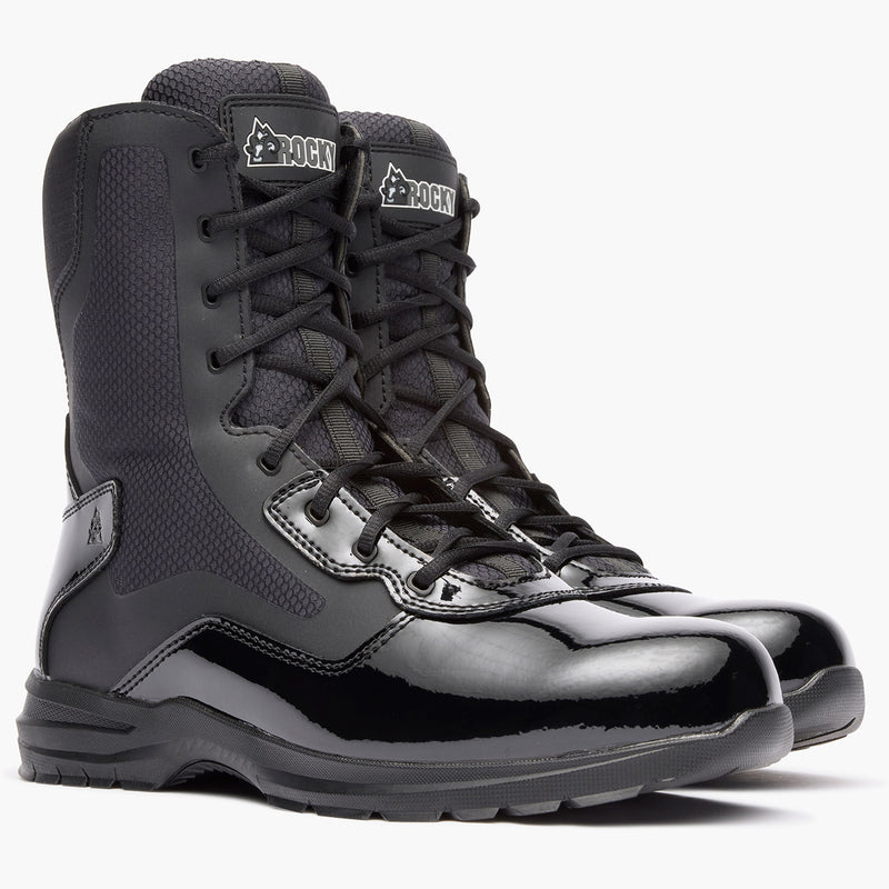 ""Rocky Cadet 8"" Black Side Zip Public Service Boot" - doublequarter"