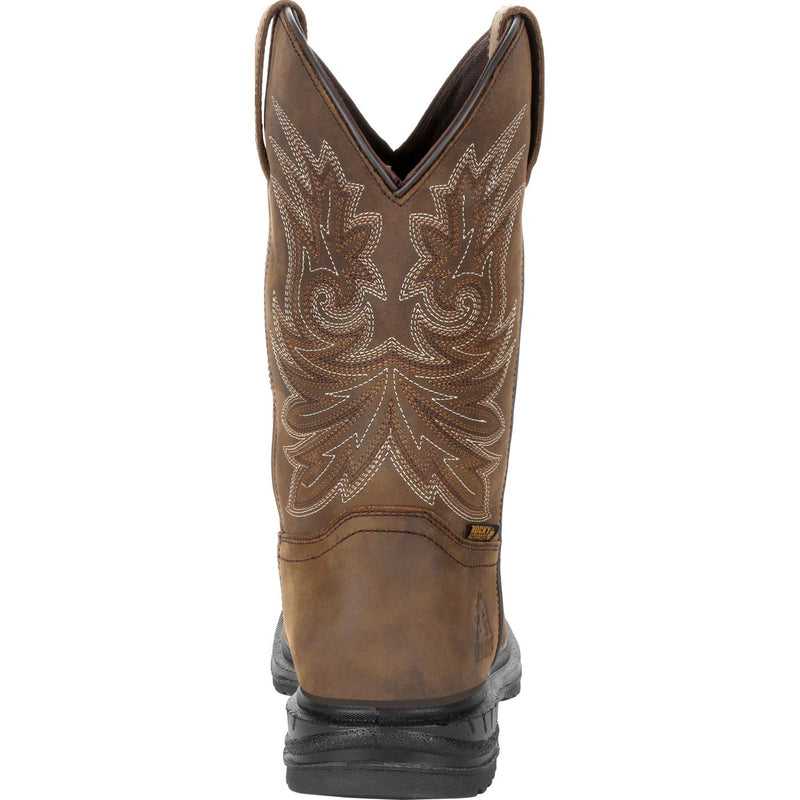 ""Rocky Worksmart 11"" Composite Toe Waterproof Western Boot" - back"