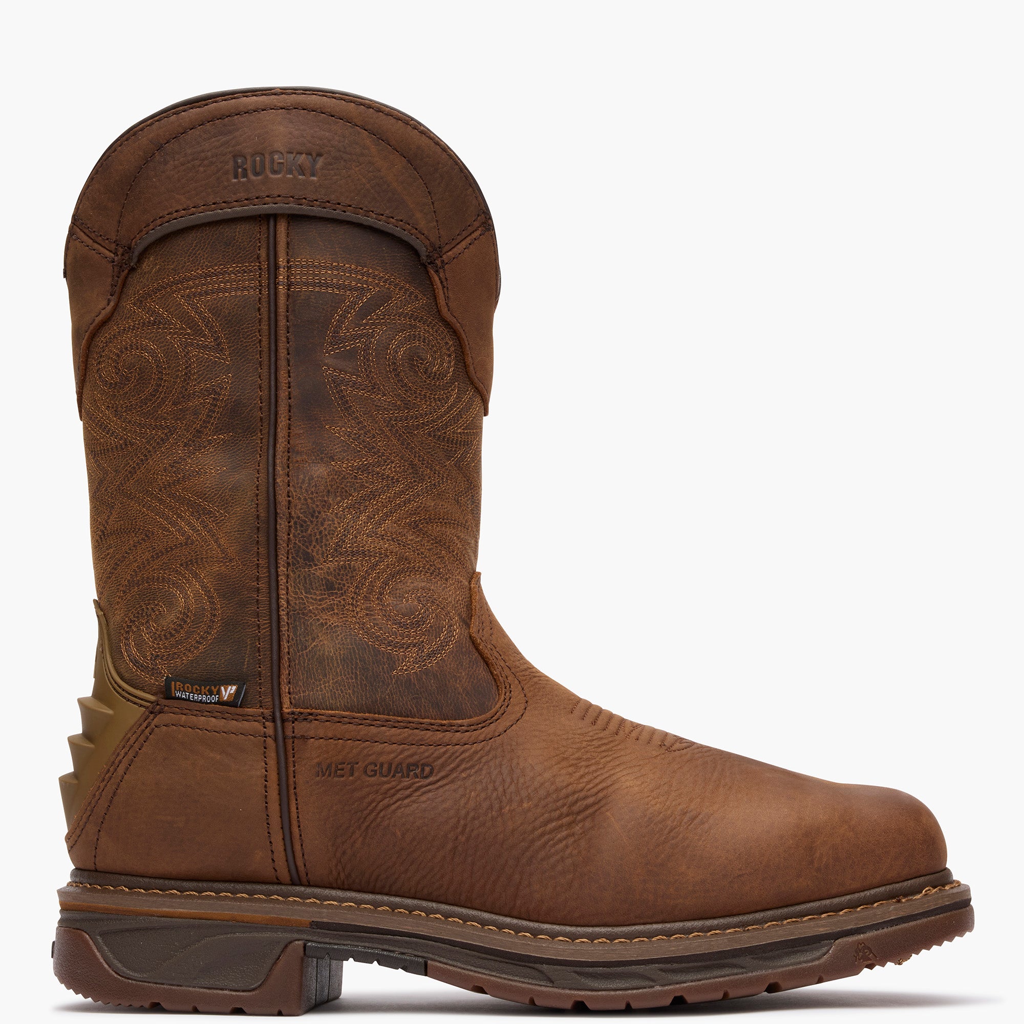 Rocky Square Toe Internal MET Guard Western Boot with TPU Heel