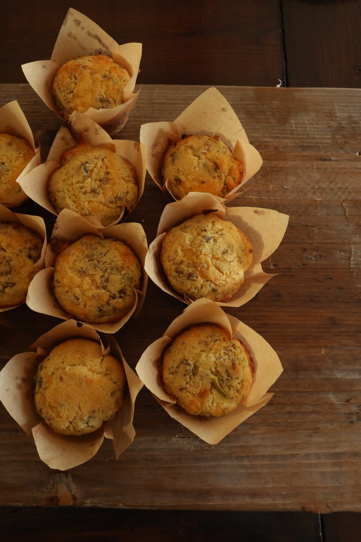 Feeding The Farmer<br>Sausage Jalapeño Cheddar Cornbread Muffins