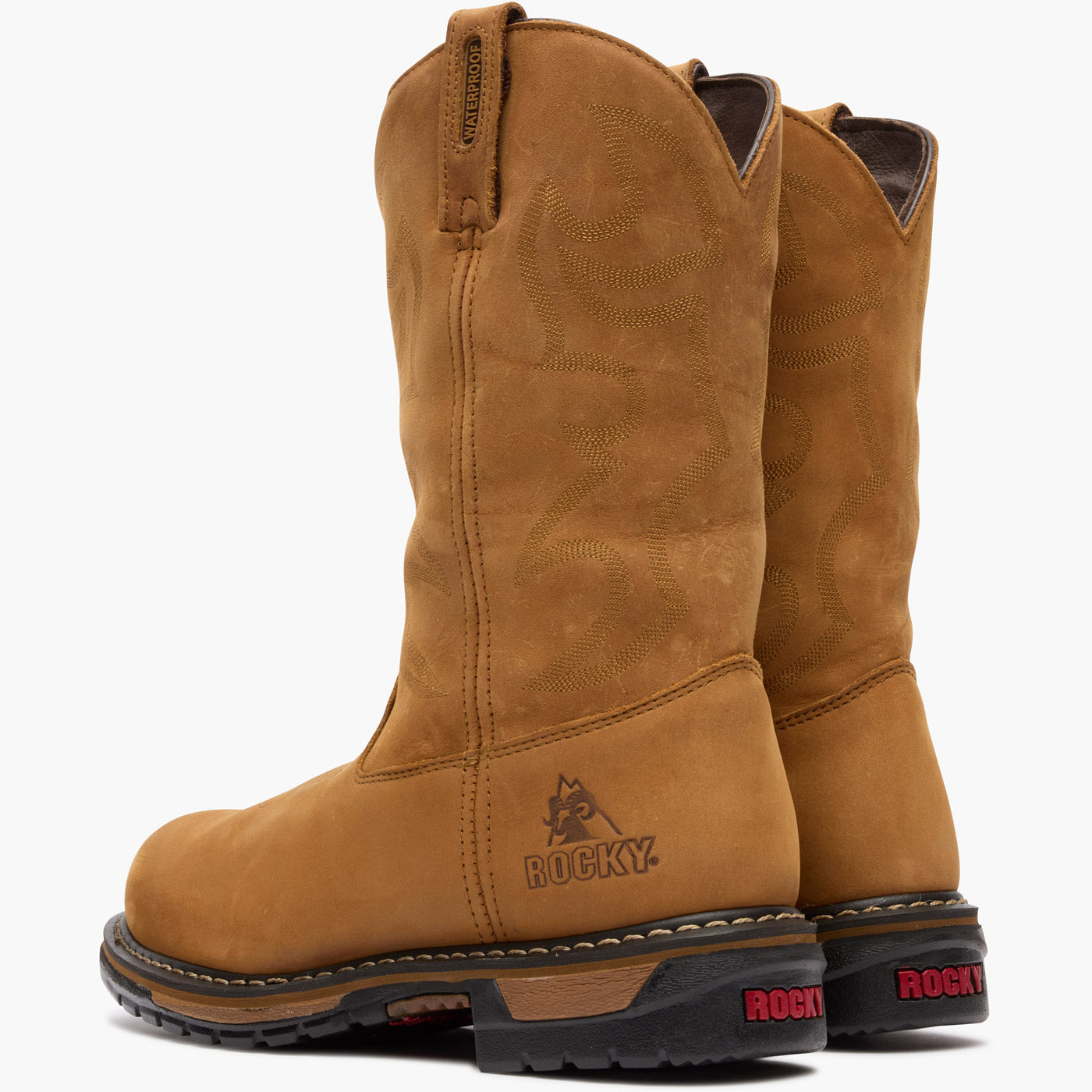 Rocky Original Ride Branson Steel Toe Waterproof Western Boots - doubleheel