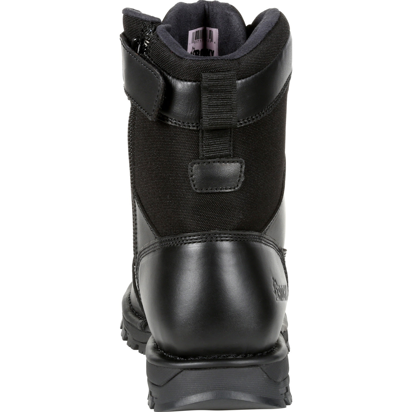 ""Rocky Women's Portland 8"" Black Side Zip Waterproof Public Service Boot" - back"