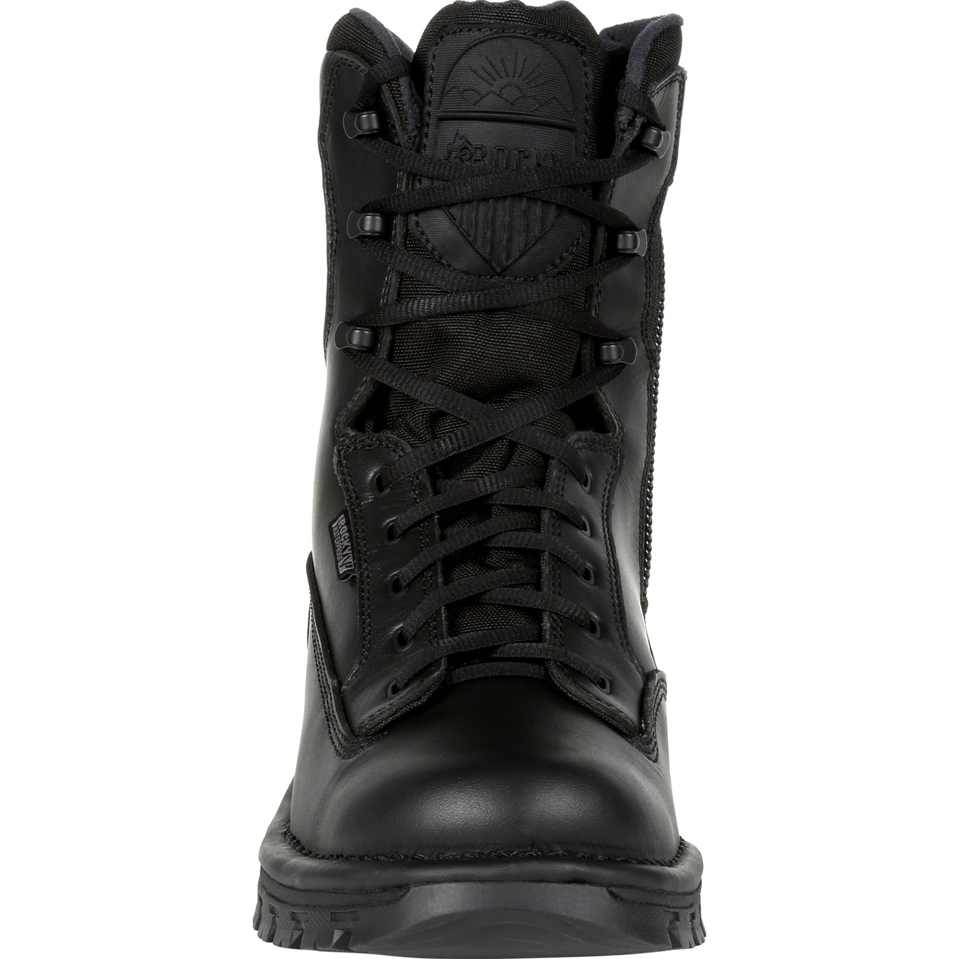""Rocky Women's Portland 8"" Black Side Zip Waterproof Public Service Boot" - front"