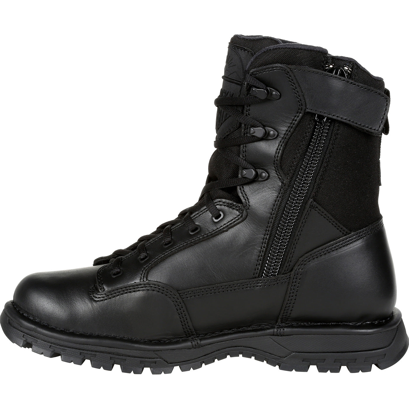 ""Rocky Women's Portland 8"" Black Side Zip Waterproof Public Service Boot" - profile"