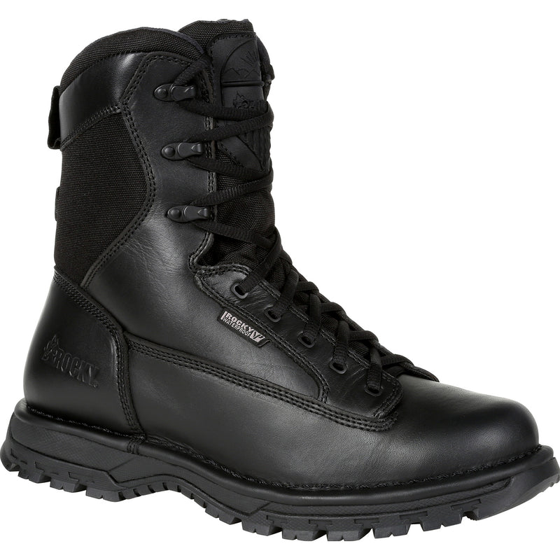 ""Rocky Women's Portland 8"" Black Side Zip Waterproof Public Service Boot" - main"