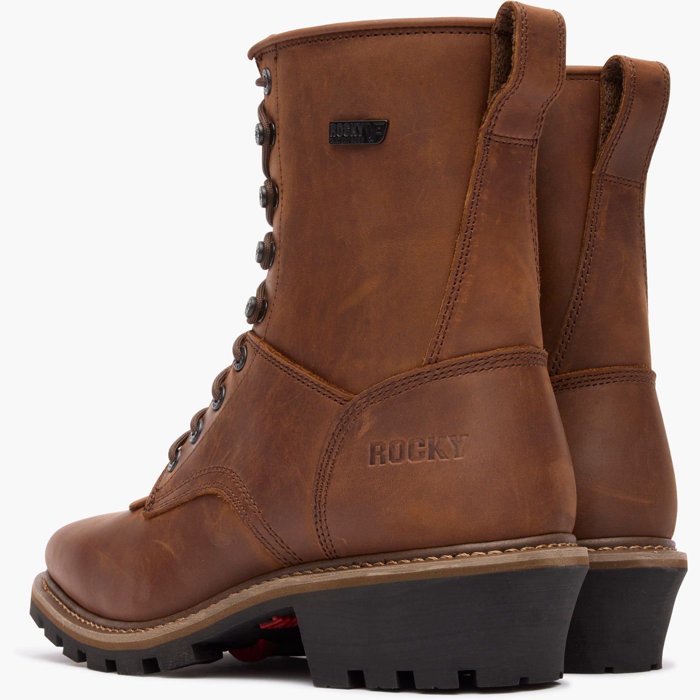 Rocky Square Toe Logger Waterproof Work Boot - doubleheel