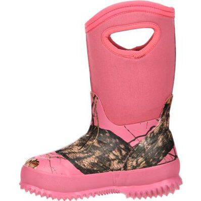 Rocky Core Kids' Pink Camo Waterproof Insulated Rubber Boot
