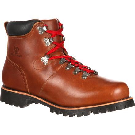 leather hiking boots with red laces
