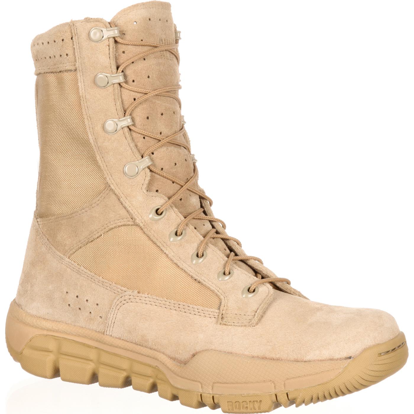 Rocky Desert Tan Lightweight Commercial Military Boot | Order Light Tan Combat Boots Online - Rocky Boots